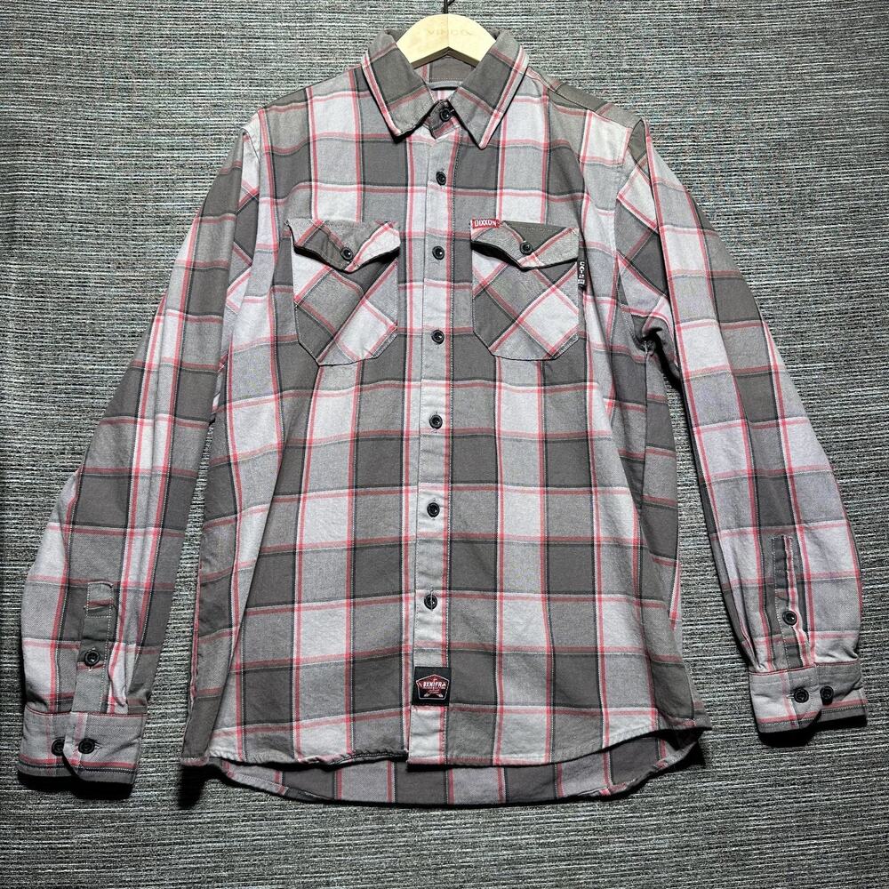 Dixxon Flame Resistant FR Shirt Men's M Gray Plaid LS Button Up Hotshot